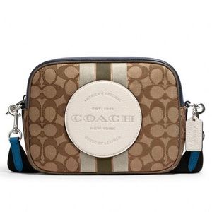 NWT COACH Dempsey Camera Bag In Signature Jacquard With Stripe And Patch